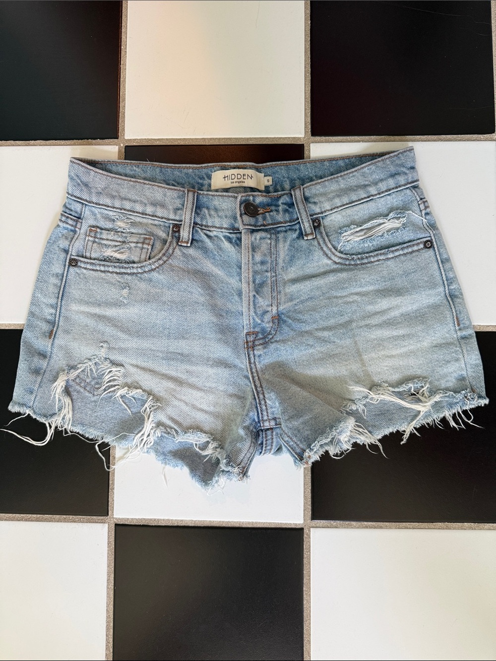 Hidden Light Blue Distressed Denim Shorts